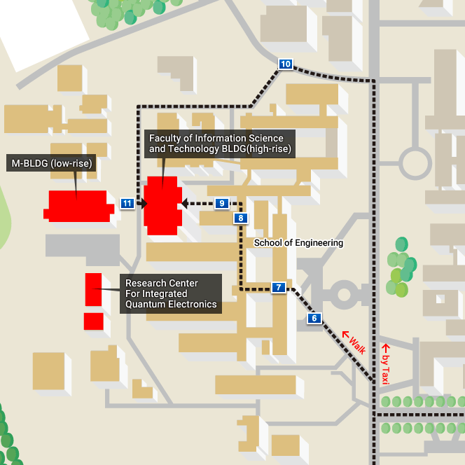 Guide map around Graduate School / Faculty of Information Science and Technology